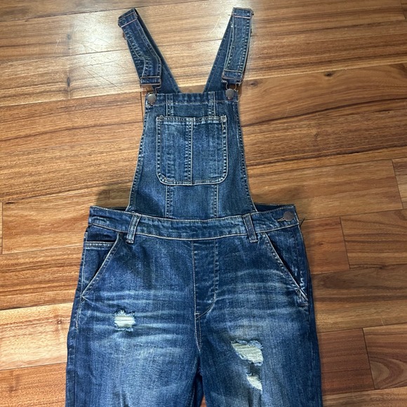Dollhouse Distressed Denim Overalls Ripped Skinny Leg Slit Hem Size 11‎ - Picture 10 of 12